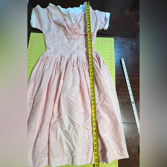 VINTAGE 50s MCM sailor nautical dress fit flare pastel pink midi Tailored Junior - Picture 11 of 14